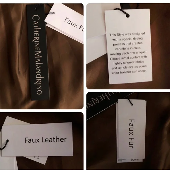 Catherine Malandrino brown faux fur vest features - Picture 12 of 14